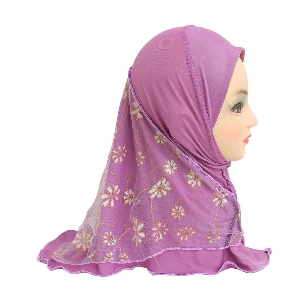 H043 2-6Y Muslim Kid Hijab Girls One Piece Amira Instant Scarf Islam Ready To Wear Head Wrap Prayer Turban Headscarf