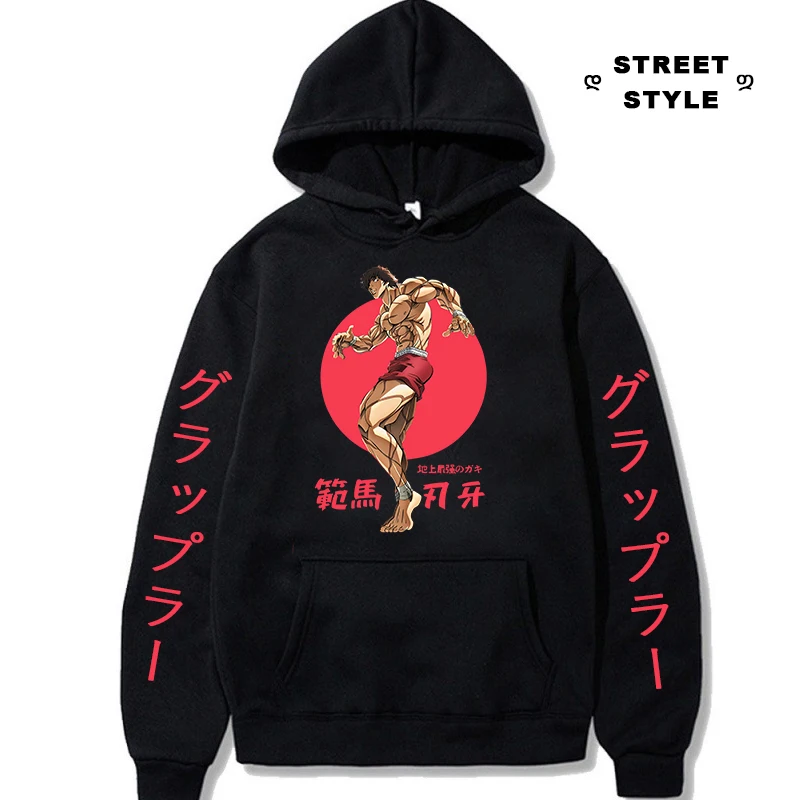 

Anime Baki The Grappler Hoodie Harajuku Hanma Graphic Print Pullover Hip Hop Fleece Hooded Sweatshirt Unisex Fashion Streetwear