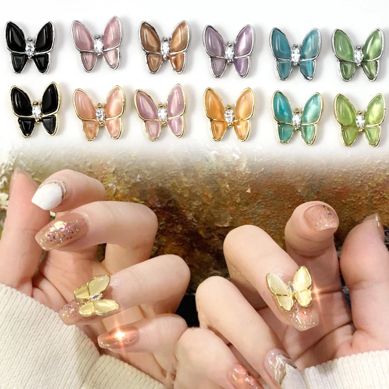 

Candy Color Butterfly Gem Nail Art Diamond Crystal Ornament Alloy 3d Nail Art Ornament DIY Opal Decoration
