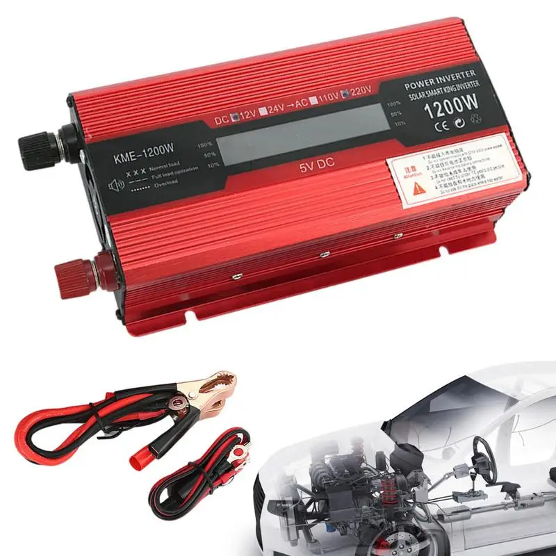 

Vehicle Inverter Modified Sine Wave Power Inverter Portable AC Converter With USB Ports Car Charger With LCD Digital Display