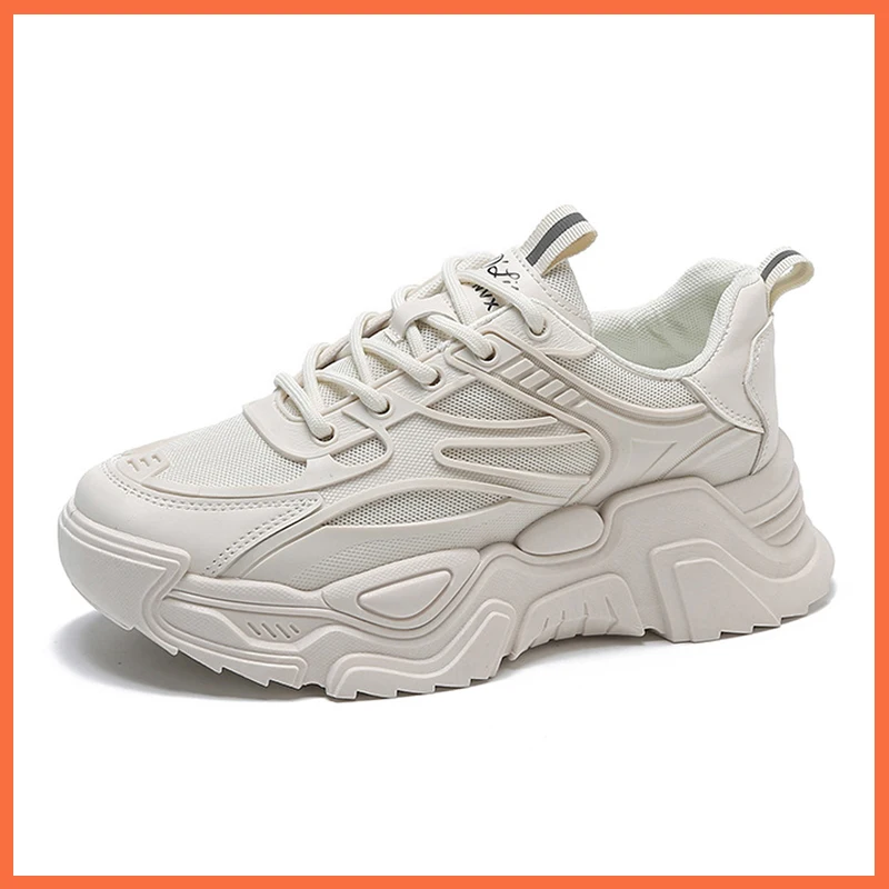 

Женские кроссовки из дышащей сетки, новинка 2022, модная спортивная обувь на толстой подошве в Корейском стиле, кроссовки для отдыха на платфо...