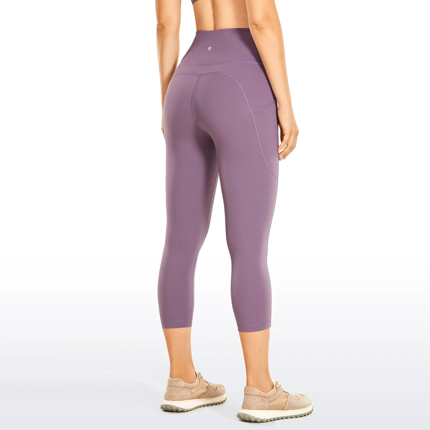 CRZ YOGA Women's Brushed Naked Feeling Yoga Leggings 19 Inches - High Waist Capris Matte Soft Workout Crop with Pockets