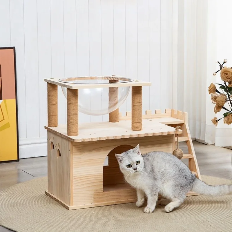 Простая космическая Капсульная рамка из массива дерева для кошек универсальная