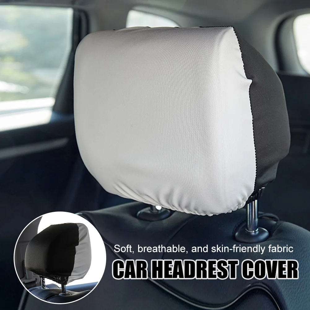 

2/4Pcs Car Seat Headrest Cover Polyester Elastic Universal Left Right Seat Headrest Protector Car Interior Accessories White