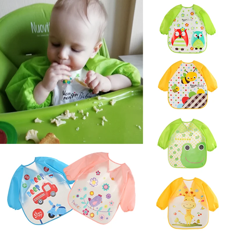 Cute Baby Bibs Waterproof Long Sleeve Apron Children Feeding Smock Bib Burp Clothes Soft Eat Toddler Baberos Bavoir Clothing | Детская