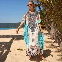 loose bohemian polyester beach cover up saida de praia swimsuit women bikini cover up tunics for beach pareo sarong beachwear