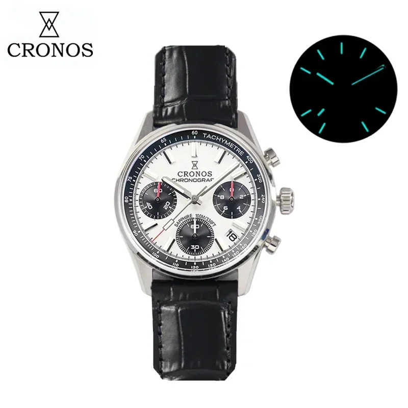 Мужские кварцевые наручные часы Cronos L6035 с хронографом Miyota 6S20 38 5 мм