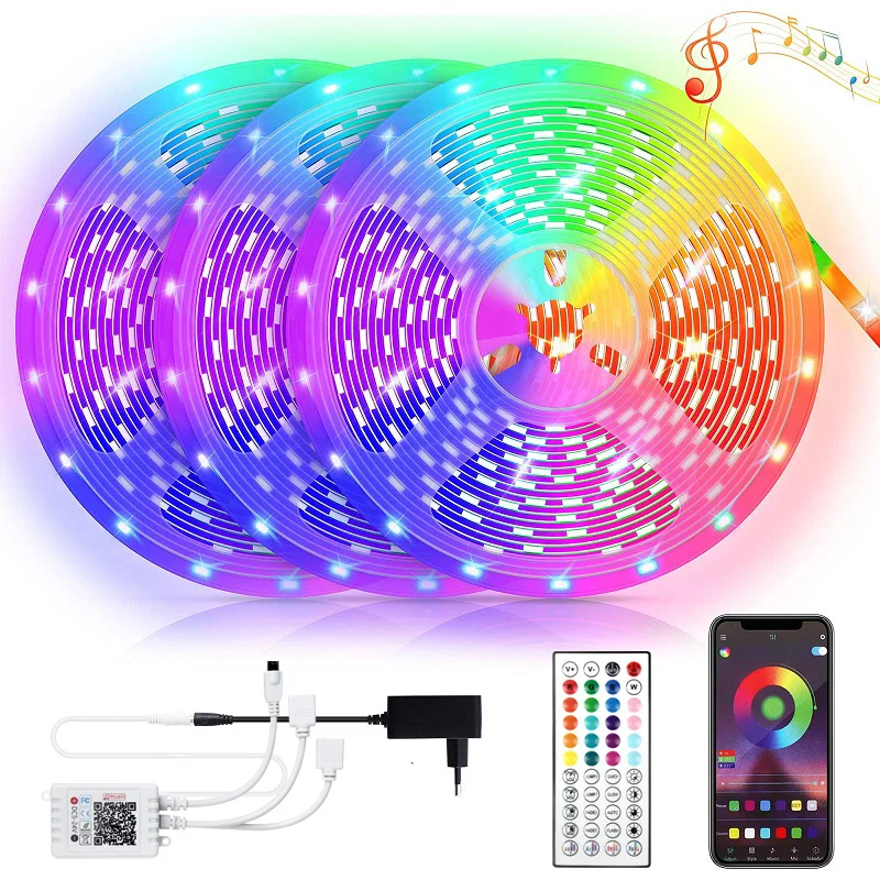 Гибкая светодиодная лента, 50 м, 5050 RGB, Wi-Fi, для украшения задней панели телевизора, 24 В постоянного тока