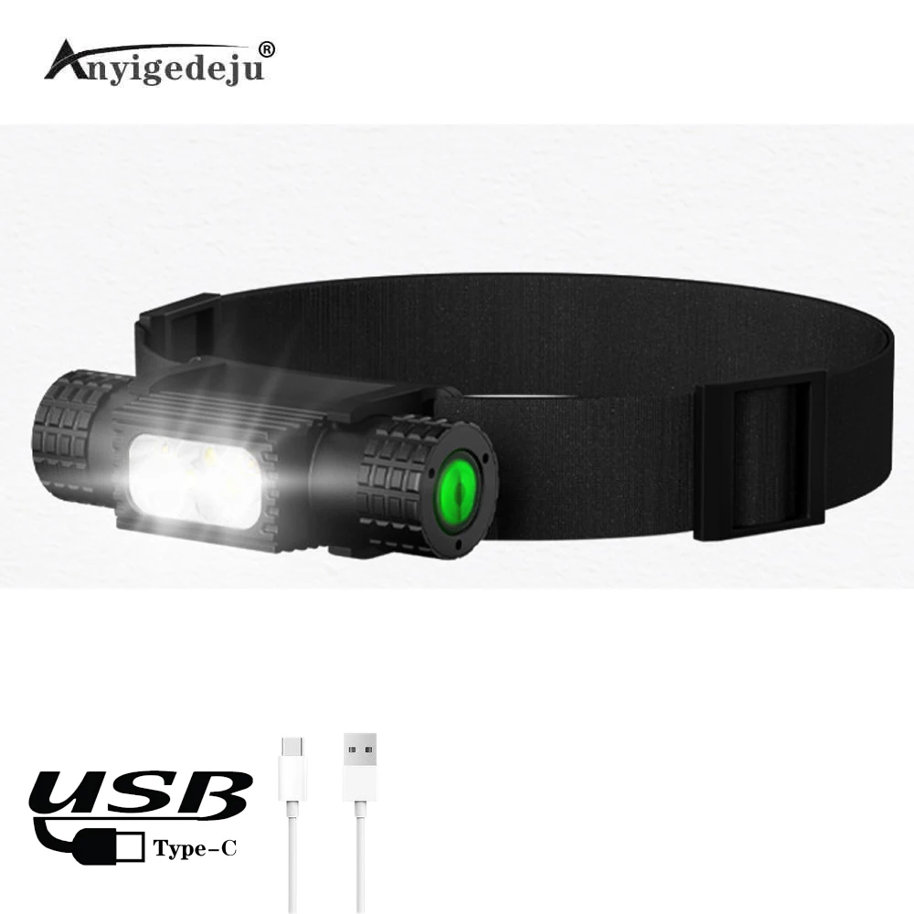 

H05B XM-L2 U2 LED L2 Headlamp 5-Mode Battery indicator Powerful Headlight USB Rechargeable Type-C Head Torch for Camping Hunting