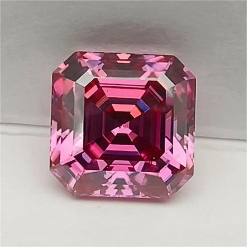 

Moissanite Stone Pink Color Asscher Cut VVS1 Loose Gemstone Lab Grown Moissanite GRA Certificated Advanced Jewelry Material