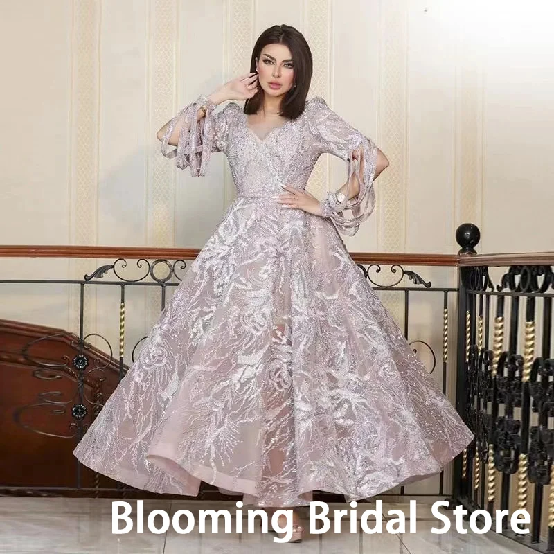 

Винтажное вечернее платье, Тюлевое платье с длинным рукавом, элегантное платье-трапеция до щиколотки для женщин