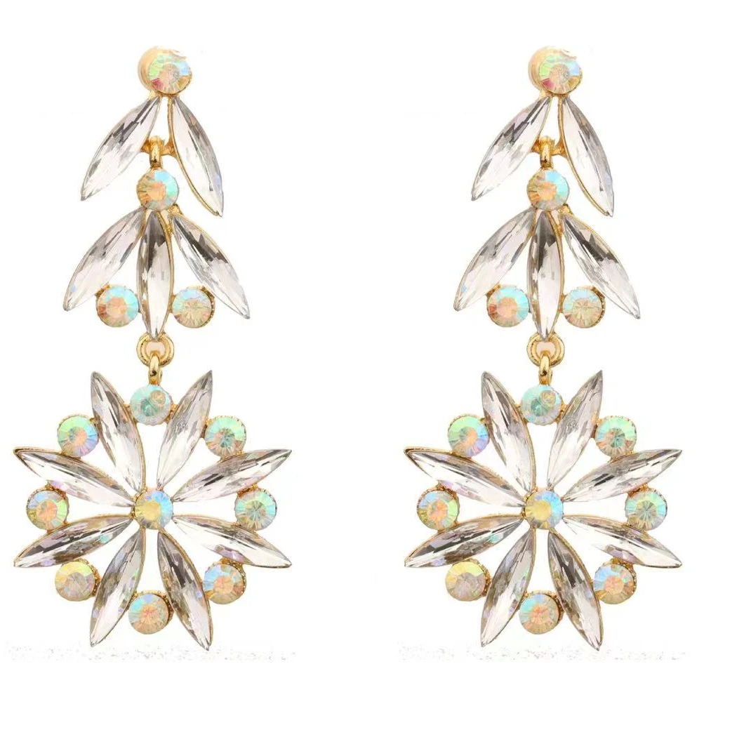 

Exaggerated Temperament Multilayer Willow Leaf Flower Earrings