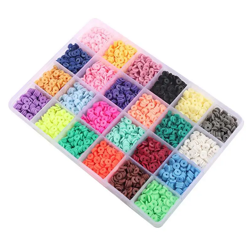 

Clay Beads Set 24 Colors Flat Round Clay Beads Colorful Clay Spacer Beads For Bracelets Necklace Earring Making