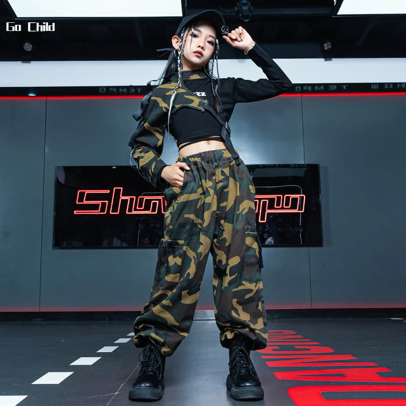 Свитшот Камуфляжный в стиле хип-хоп для девочек