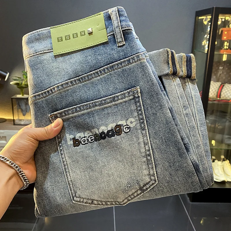 Мужские свободные узкие джинсы в американском стиле весна-осень 2024 новые элитные