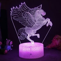 unicorn gifts for grils 3d illusion night light bedside lamp with remote control 16 colors changing function for room home decor