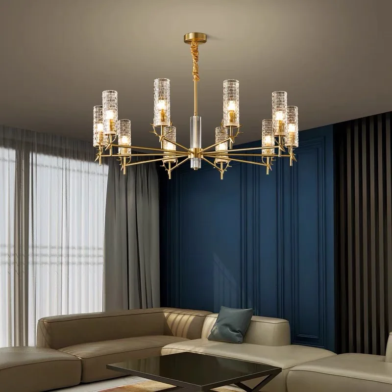 

American Minimalism Copper Deer Led E27 Chandelier Living Room Glass Shades Pendant Chandelier Lighting Led Lustre Luminarias