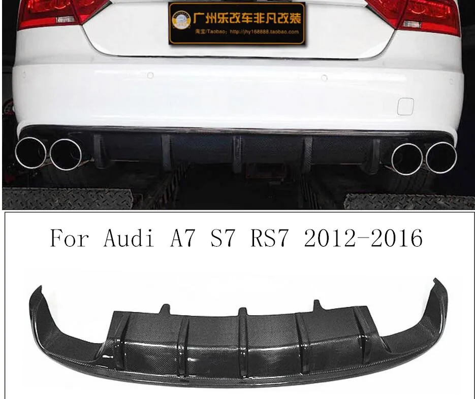 

Carbon Fiber Rear Bumper Lip, Auto Car Diffuser Fits For Audi A7 S7 RS7 2012 2013 2014 2015 2016