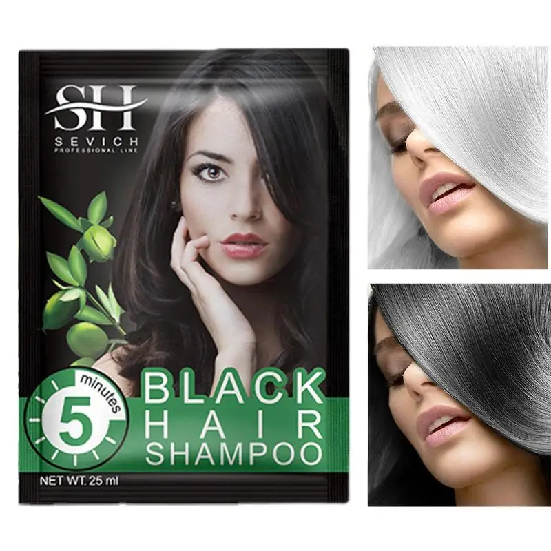 Black Hair Dye Shampoo 10pcs Black Hair Shampoo For Natural Hair Mild Plant Formula Ammonia Free 100 Gray Coverage Easy And