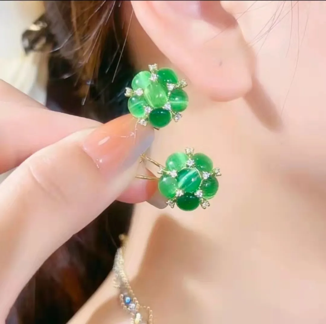 

серьги женские 2022 тренд новинка серьги гвоздикРоскошные Дизайнерские серьги-гвоздики с опалом в форме цветка для женщин Свадебные серьги д...