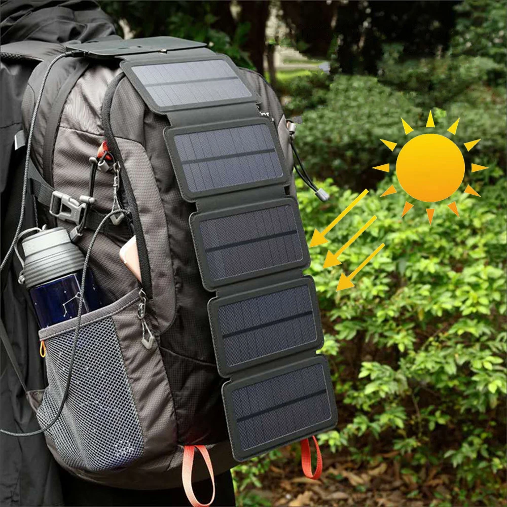 

Hiking Portable Charger Output For Supply Backpack Power Smartphones Panel Solar Travel Camp Outdoor Devices Folding