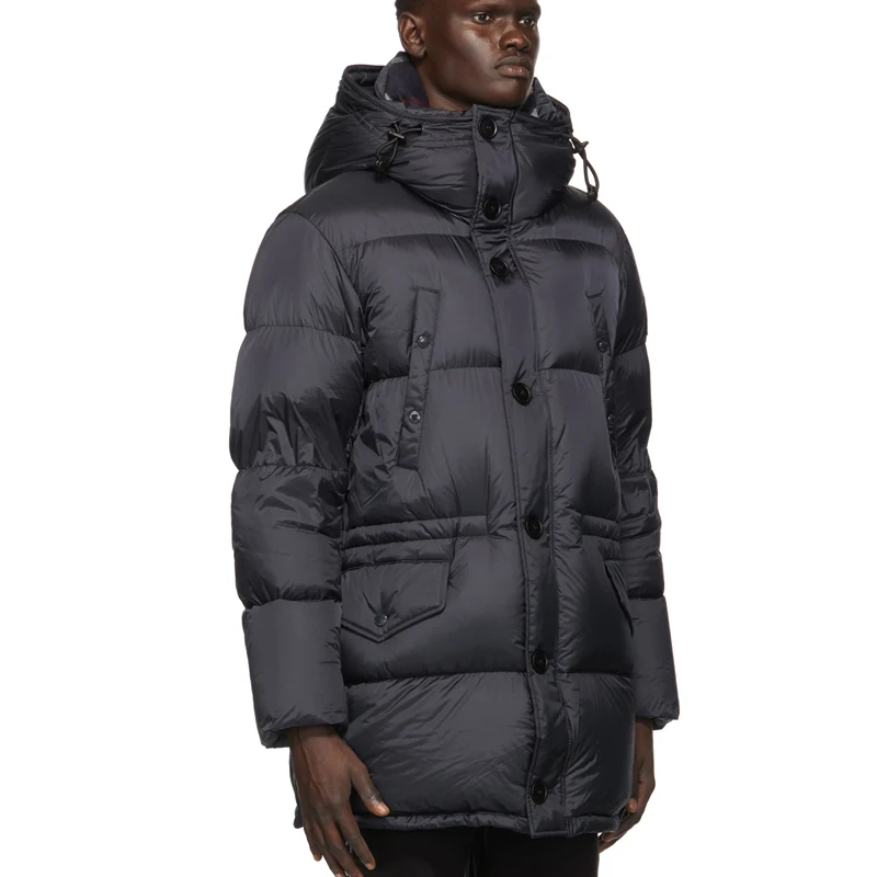 off-Season down Jacket Men's Mid-Length Thickened Korean Style Trendy Coat over the Knee Hood Cotton Clothes