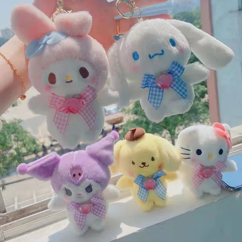 

Kawaii Sanrio My Melody Kuromi Cinnamoroll Plush Hello Kitty Stuffed Doll Key Chain Pendant Schoolbag Decoration Girls Christmas