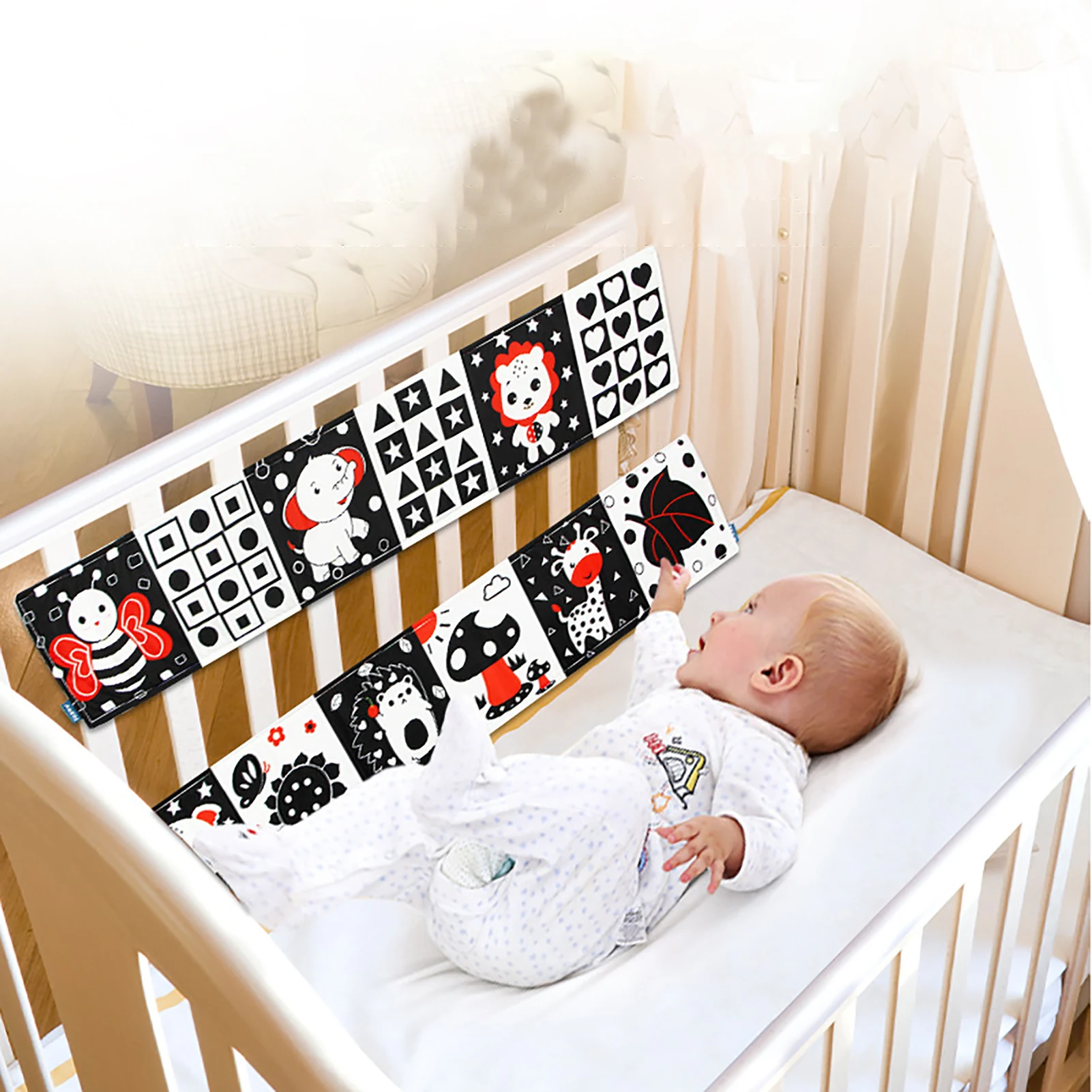 

Black And White Baby Cloth BookBlack And White Baby Book High Contrast Crinkle Cloth Books Learning Toys For Infants Toddlers