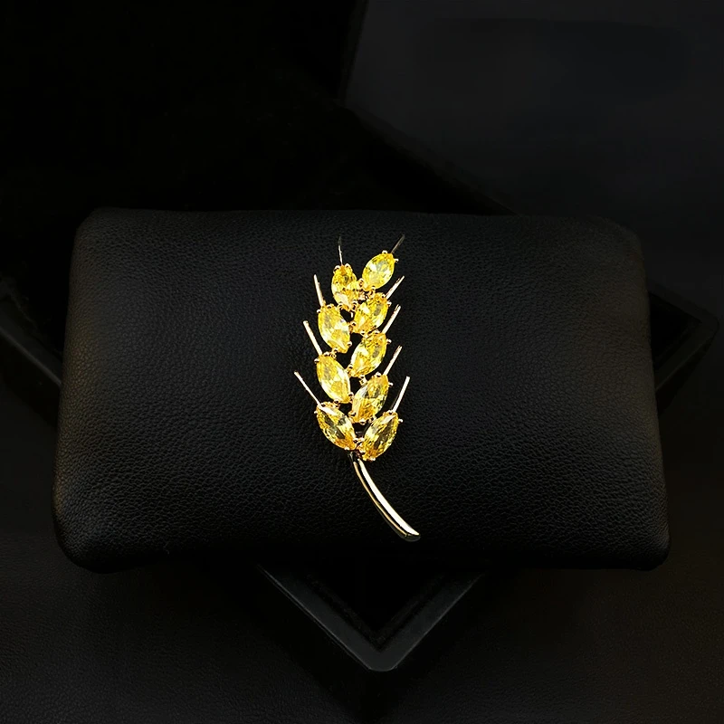 

Creative Simple Golden Crystal Wheat Brooch Women Suit Small Plant Brooch Coat Decoration Pin Accessories Jewelry Scarf Buckle