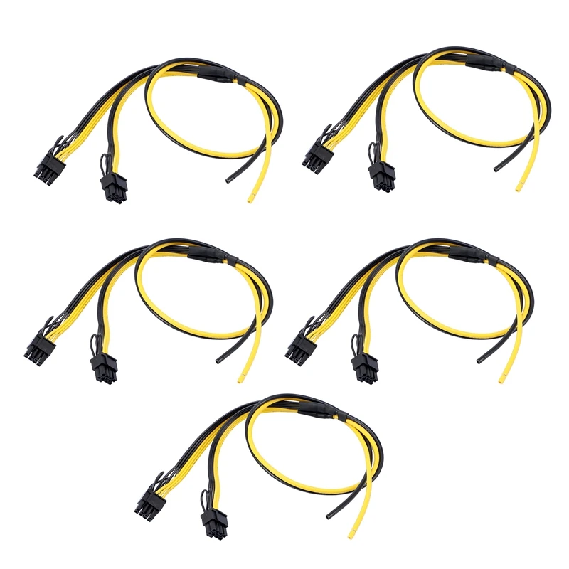 

5Pcs Dual PCIe PCI-E Graphic Video Card 8Pin 6+2Pin Splitter Power Cable Cord for Bitcoin Litecoin RIG Miner 12AWG+18AWG