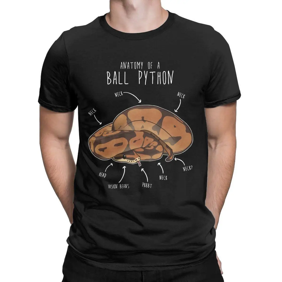 Men T-Shirts Anatomy Of A Ball Python Novelty Cotton Tees Short Sleeve Snake Reptile T Shirt Crew Neck Clothing Plus Size