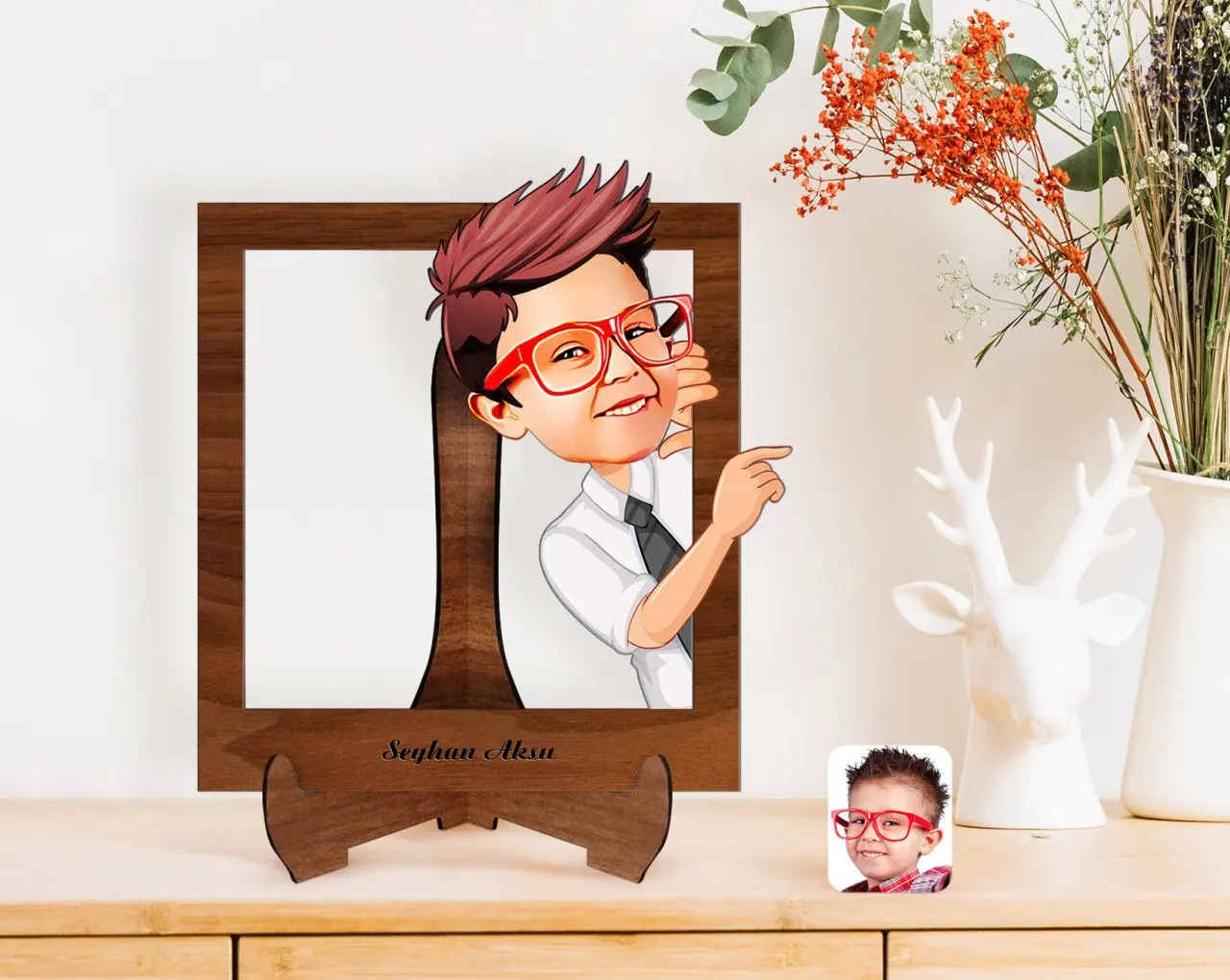 

Персонализированный мужской ребенка карикатура деревянная стойка 3D Biblo-3