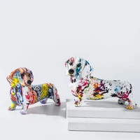 creative art simplicity colorful dachshund ornaments home entrance wine cabinet decoration office desktop resin crafts