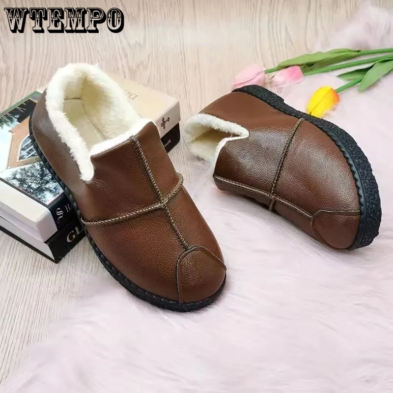 

Женские ботинки из ПУ кожи, однотонные, Нескользящие, теплые