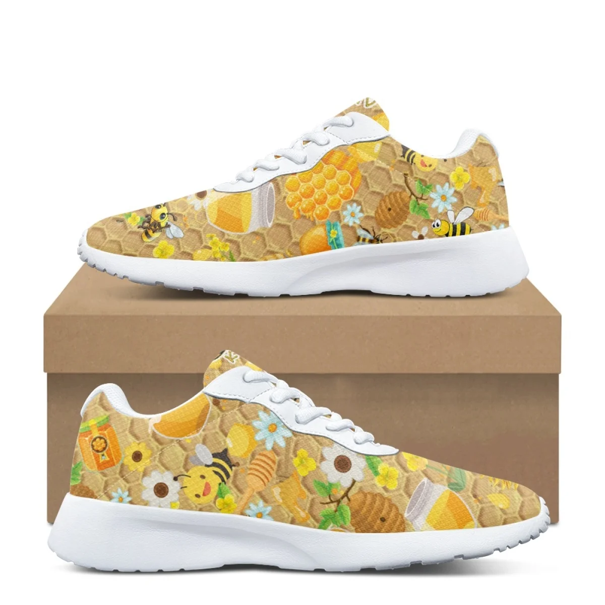

Женские мягкие уютные кроссовки с мультяшным изображением пчелы, износостойкие уличные повседневные туфли, легкие дышащие прогулочные туфли