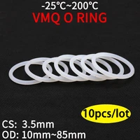 10pcs vmq o ring seal gasket thickness cs 3 5mm od 1085mm silicone rubber insulated waterproof washer round shape white nontoxi