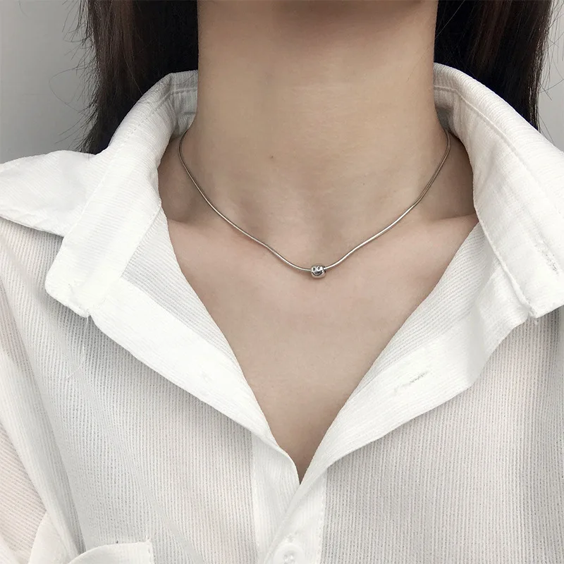 

FMILY Minimalist Smile Face Necklace S925 Sterling Silver New Fashion Temperament Elegant Hip Hop Jewelry for Girlfriend Gifts