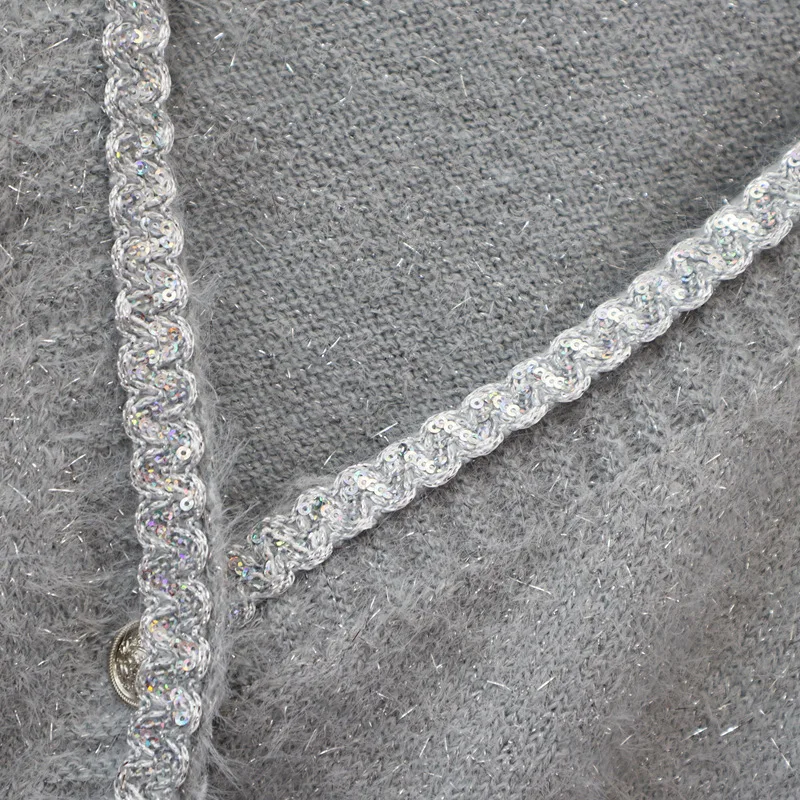 DEAT женский кардиган свободный с длинным рукавом яркий шелковый дизайн блестки