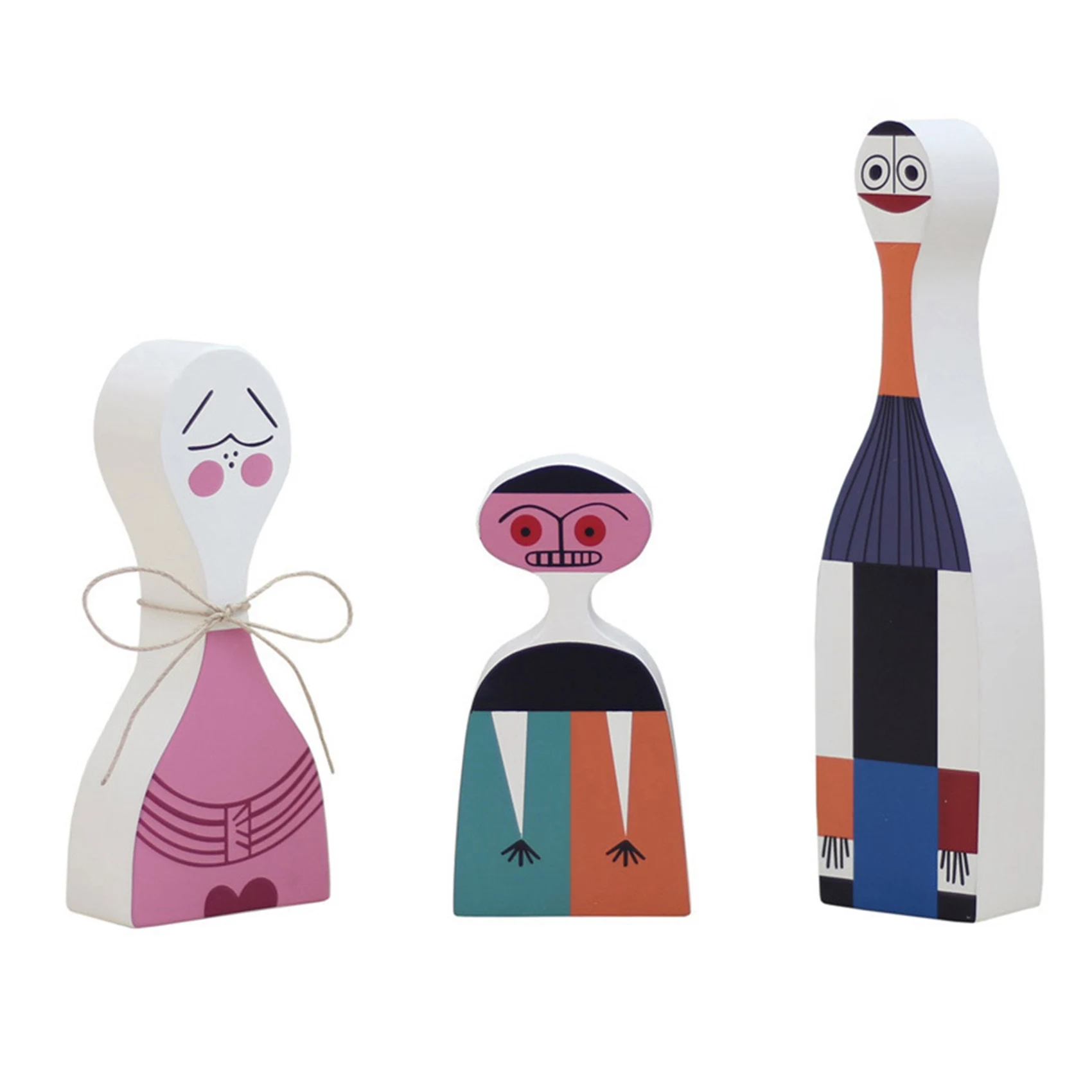 

Modern Abstract Wooden Dolls Painted Family Crafts Decorations Kids Gift Baby Toys Home Decorative Model 3 Pcs/Set NO.4