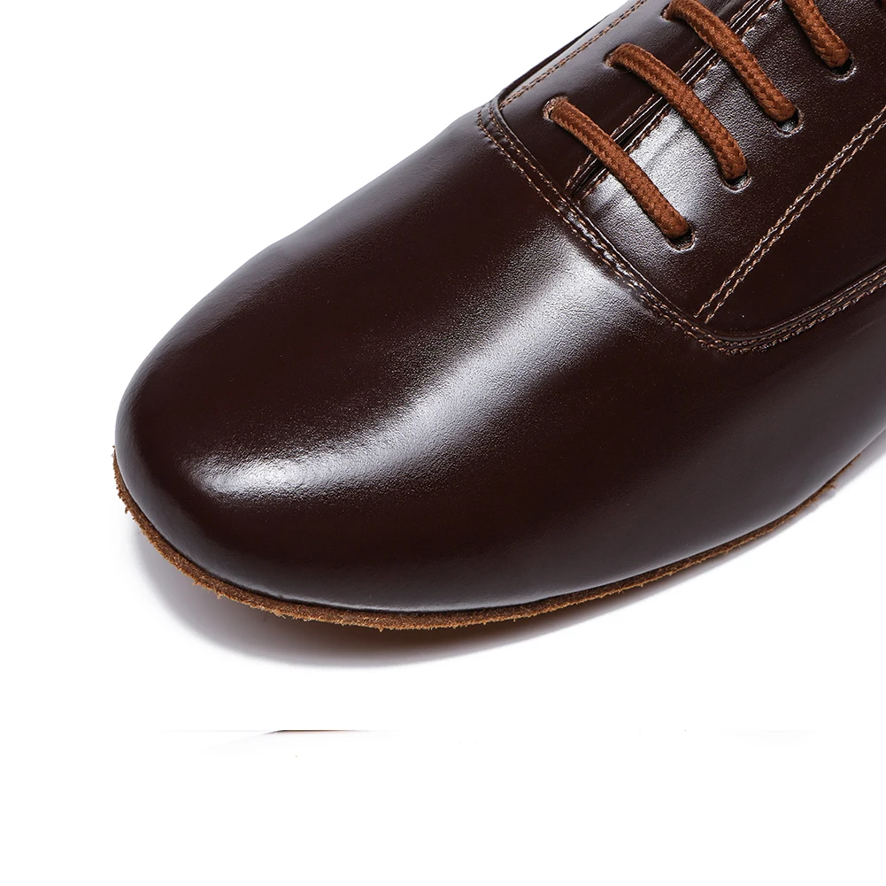 DKZSYIM New Latin Dance Shoes Men Adult Professional Salsa dance Shoes Genuine Leather Plus Size Low Heel Ballroom Tango Shoes