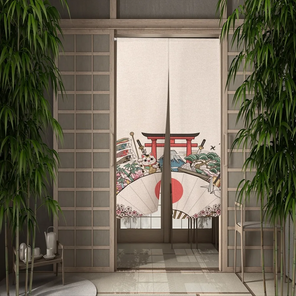 Японские культурные элементы Fuji гора красная Солнцезащитная дверь Затемняющая