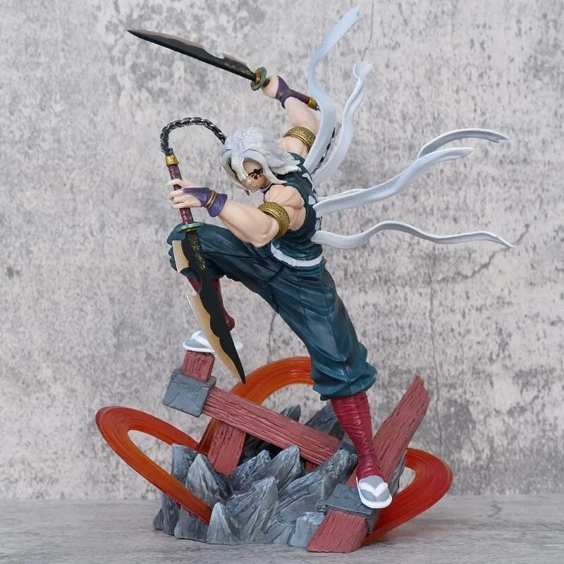 

27cm Demon Slayer Uzui Tengen Figures 2 Heads Kimetsu No Yaiba Anime Figures Figurine Gk Pvc Statue Collectible Toy Model Gifts