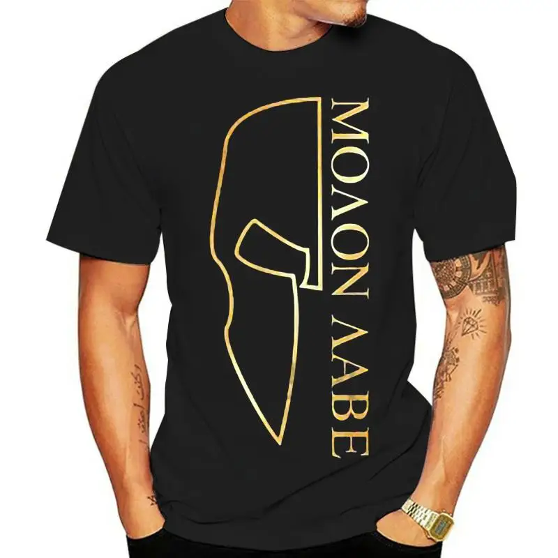 

LEQEMAO Tee Shirts Men O-neck Tees Mans Unique Cotton Short Sleeves O-neck T Shirt Modern Molon Labe Outlined Helmet T-shirt