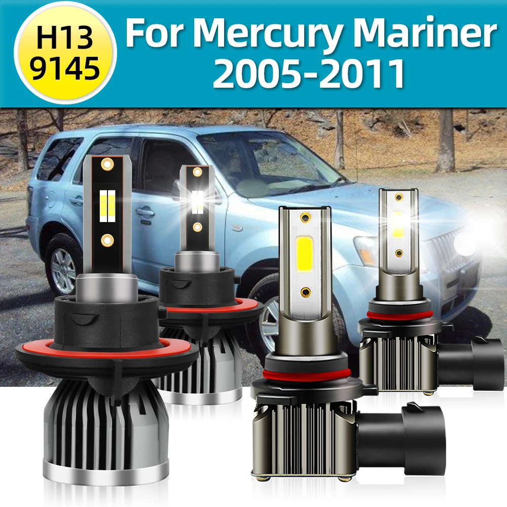 

LSlight LED Headlights Turbo Bulbs Fog Lamps Headlamp Replacement For Mercury Mariner Year 2005 2006 2007 2008 2009 2010 2011