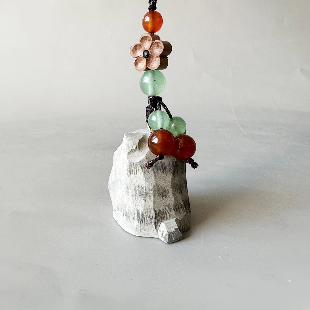 Ручная работа резьба по дереву кот оригинальный дизайн тканый брелок с синим