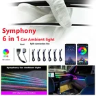 6 в 1 RGB симфония автомобиля окружающий интерьер светодиодный акриловый направляющий волоконно-оптический Универсальный Декор атмосферное освещение управление через приложение