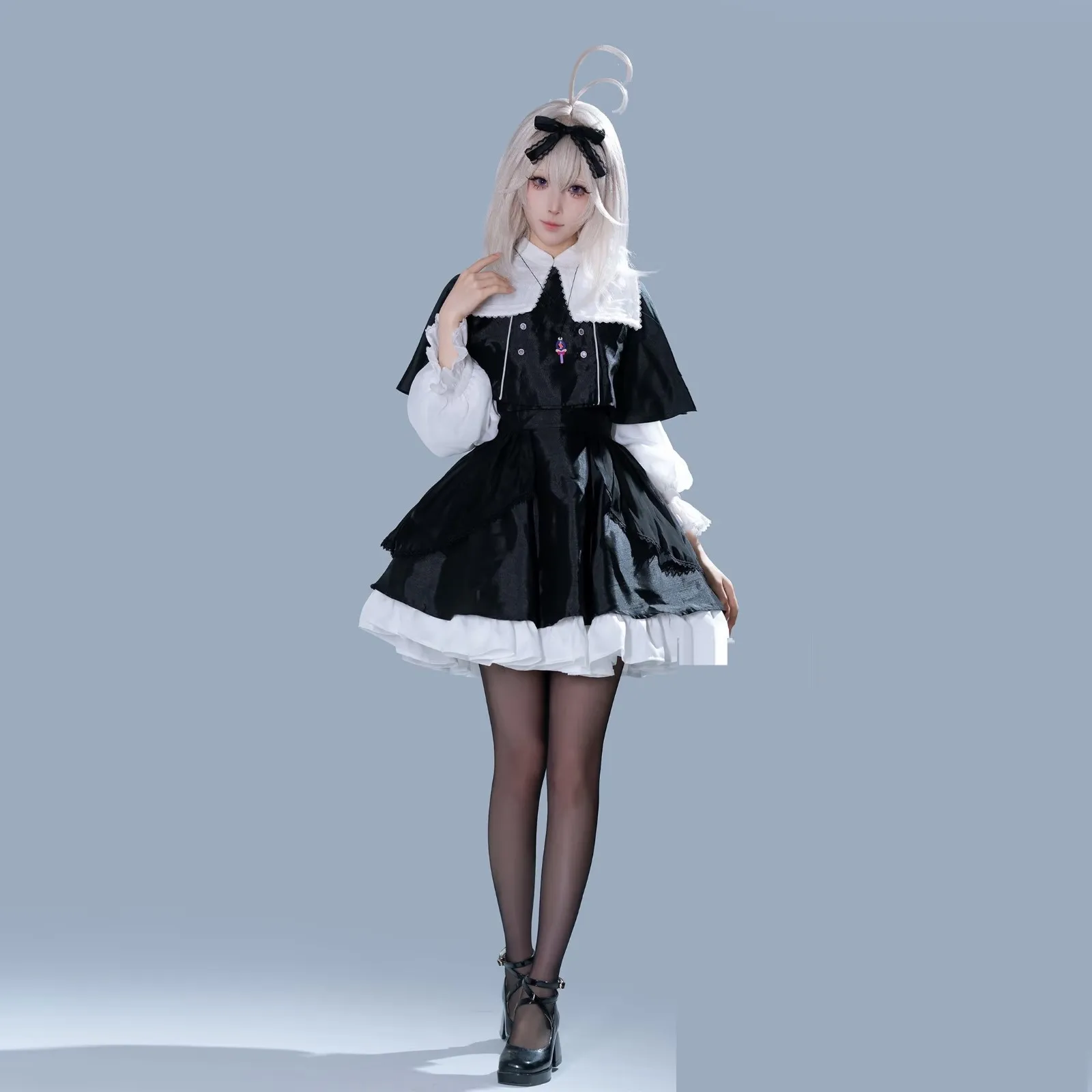 Фото В наличии: Костюм для косплея Star Detective Precure Moria Ruruka, парик, черное платье в стиле Лолита, готическая униформа, женский костюм для Хэллоуина. №3