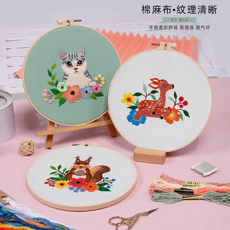 Набор для вышивания с изображением милых кроликов белков сделай сам милым