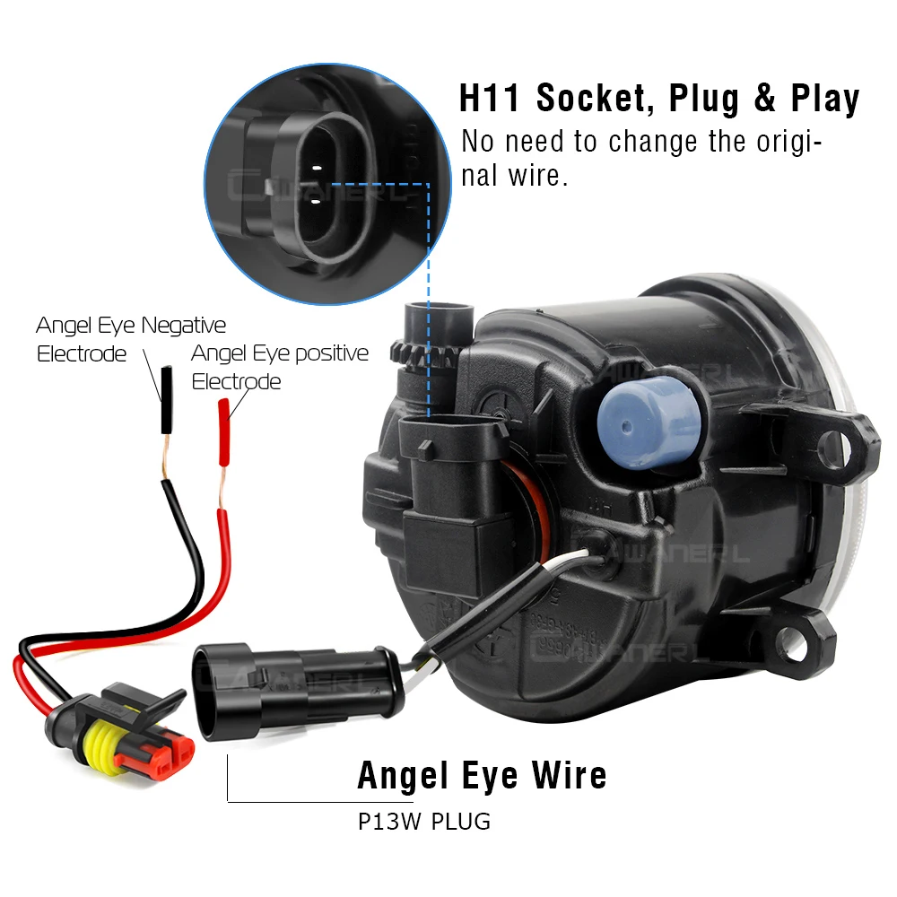 2 X передние светодиодные противотуманные фары + дневные ходовые огни Angel Eye DRL 30W H11 для Toyota Tundra 2014 2015 2016 2017 2018 2019 (art.: 3920da50eee98) - 3920da50eee98