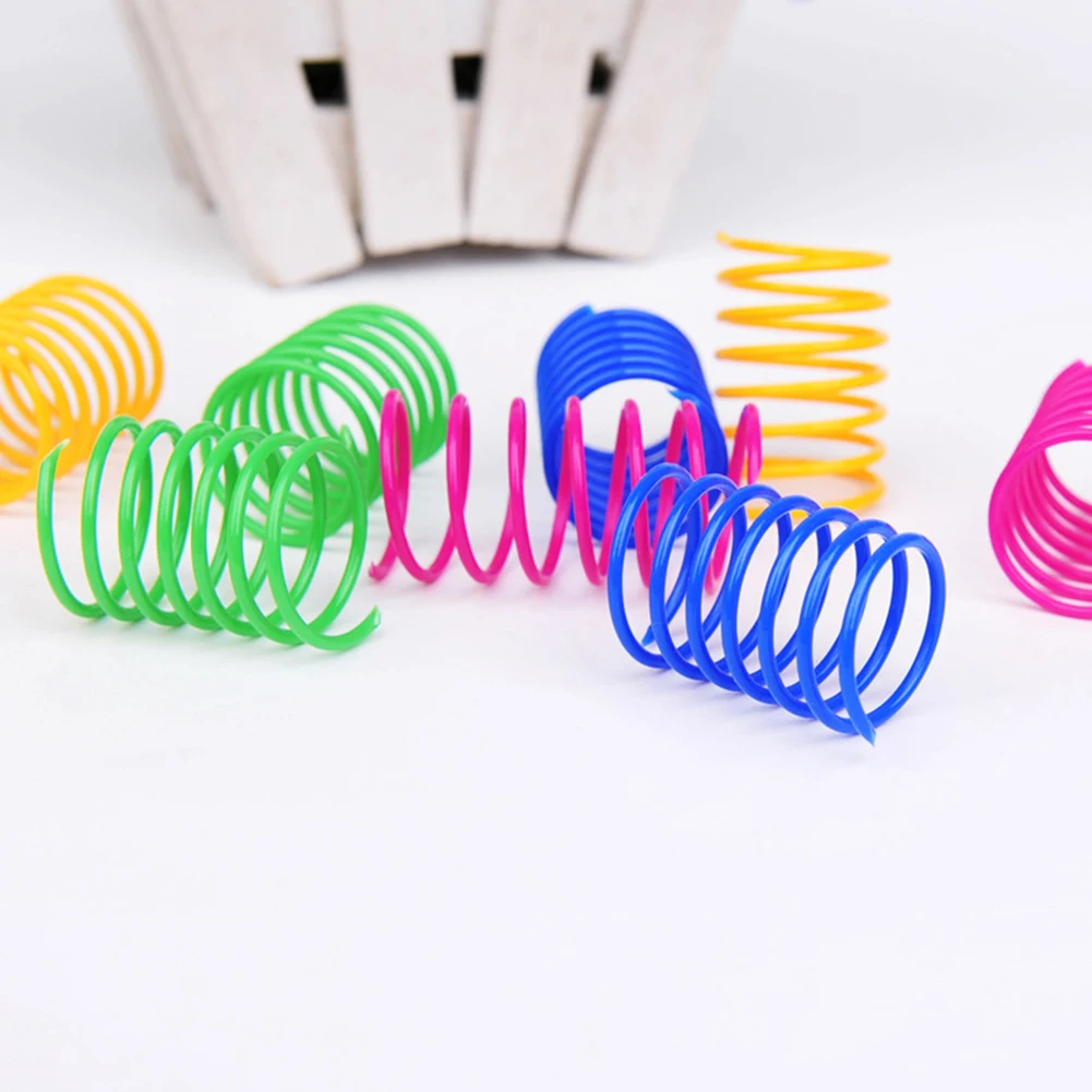 

4 Pcs Cat Colorful Spring Toys Creative Plastic Flexible Cat Coil Toy Cat Interactive Toy Cat Funny Toys Pet Accessories Set